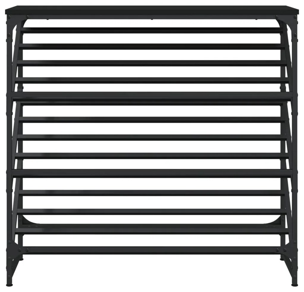 fekete szerelt fa cipőtartó 90x30x85 cm