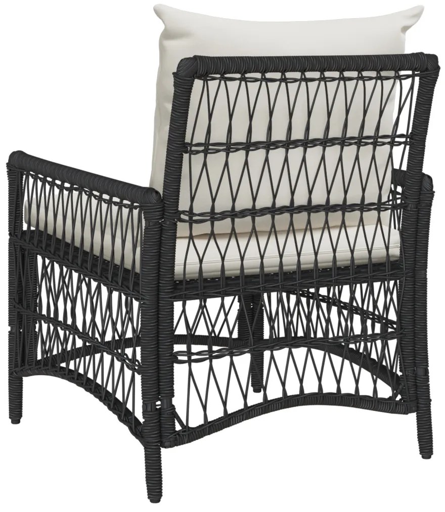 Kerti Szék Párnákkal Fekete 60x70x78 cm Poli Rattan