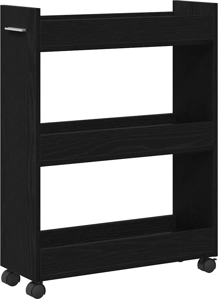vidaXL Cabinet kerékkel Fekete tölgy 60 x 22 x 79 cm