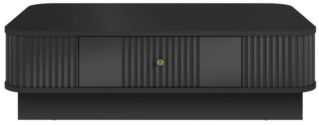 Vesper fiókos dohányzóasztal 103x60 cm talapzaton - fekete / arany fogantyú