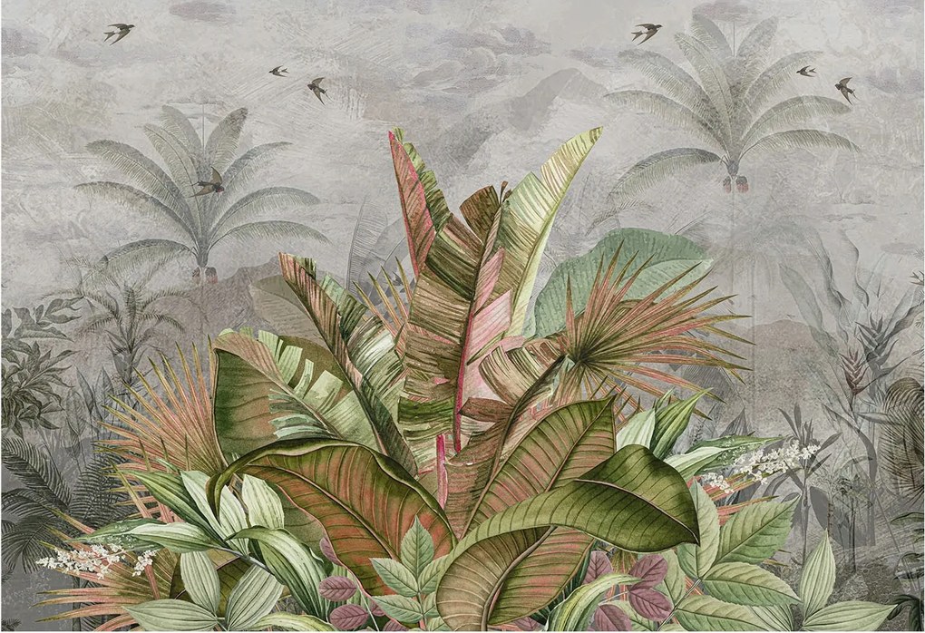 Divatos Flizelin Tapéta Fali Furnér Egzotikus dzsungel 152x104 Ragasztó