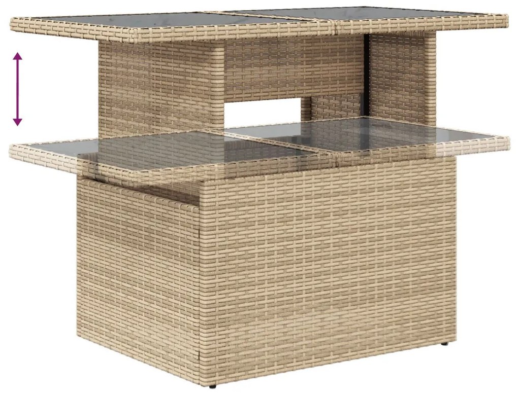 9 Darabos Kert Sofa Szett Párnákkal Bézs Poli Rattan, 2-Fős Kert Sofa Párnákkal Bézs Poli Rattan