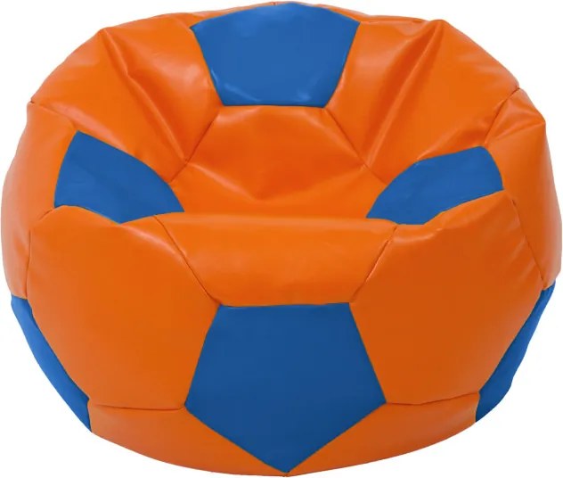 Baby Ball babzsákfotel - műbőr - narancssárga/kék - 70 liter