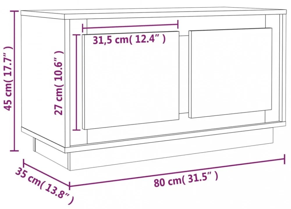 sonoma tölgy színű szerelt fa fali TV-szekrény 80x35x45 cm