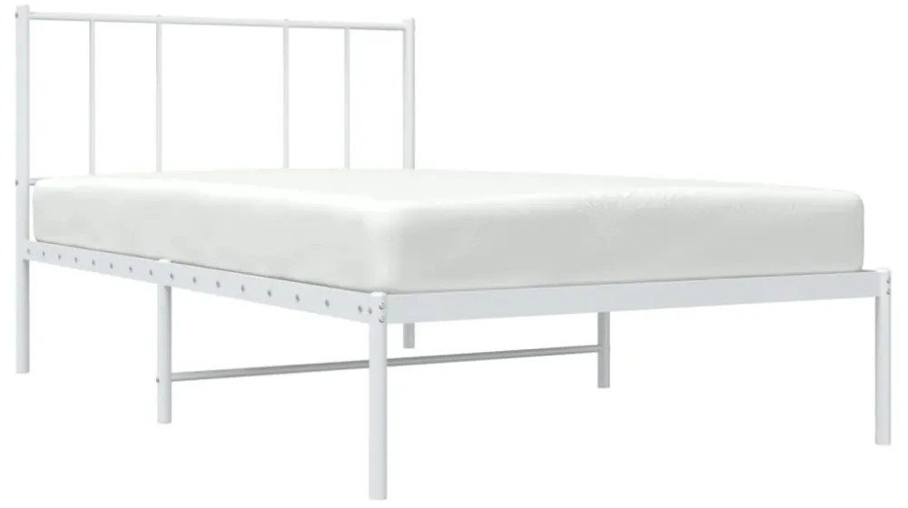fehér fém ágykeret fejtámlával 100x200 cm