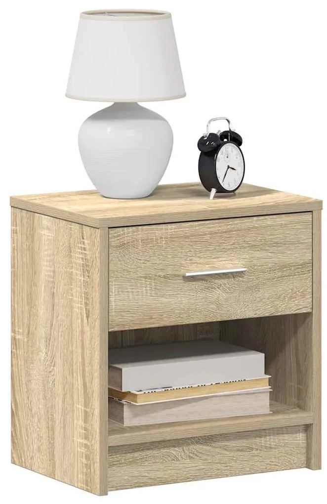 2 db sonoma tölgy színű éjjeliszekrény fiókkal 39x28x41 cm