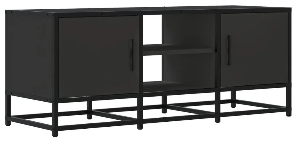 fekete szerelt fa és fém TV-szekrény 100x35x41 cm