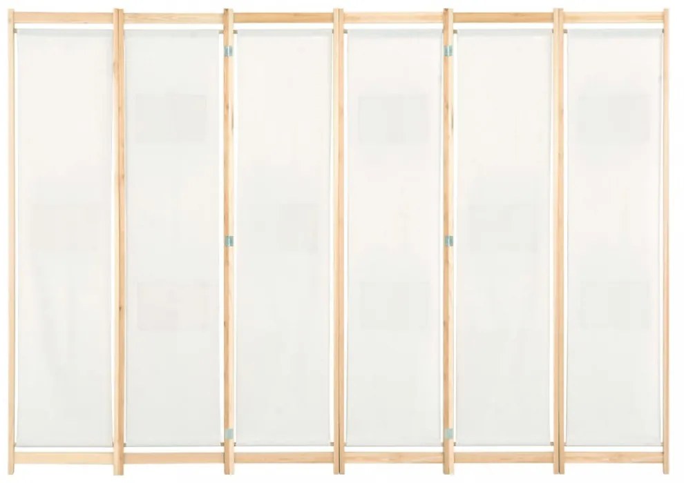 krémszínű 6-paneles szövetparaván 240 x 170 x 4 cm