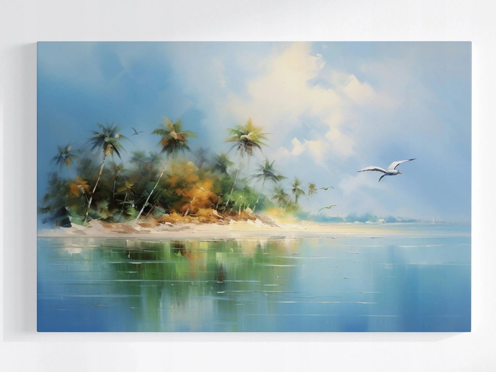 Poszter Tájkép Tenger Óceán Sziget Tengerpart Pálmafák Sirály 60x40
