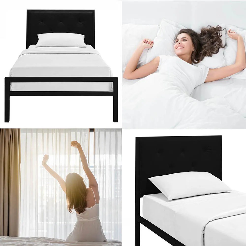 Hanna fém ágykeret ajándék ágyráccsal, több méretben és színben-Fekete 90x200 cm-es-fekete