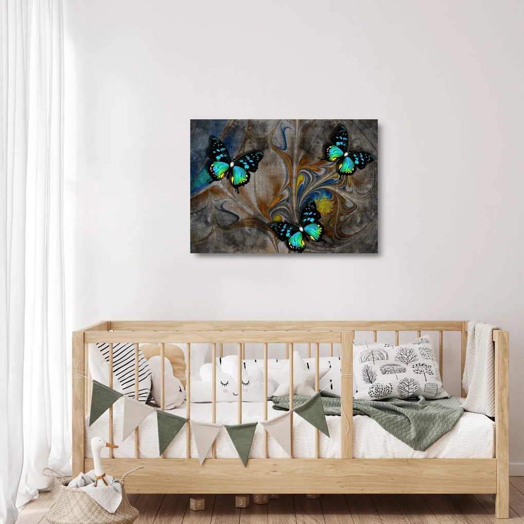 Kép - fényes pillangók képben (üvegen) (70x50 cm)