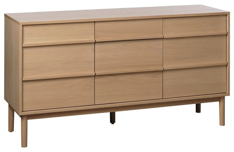 Natúr színű alacsony komód tölgyfa dekorral 75x140 cm Ponza – Unique Furniture