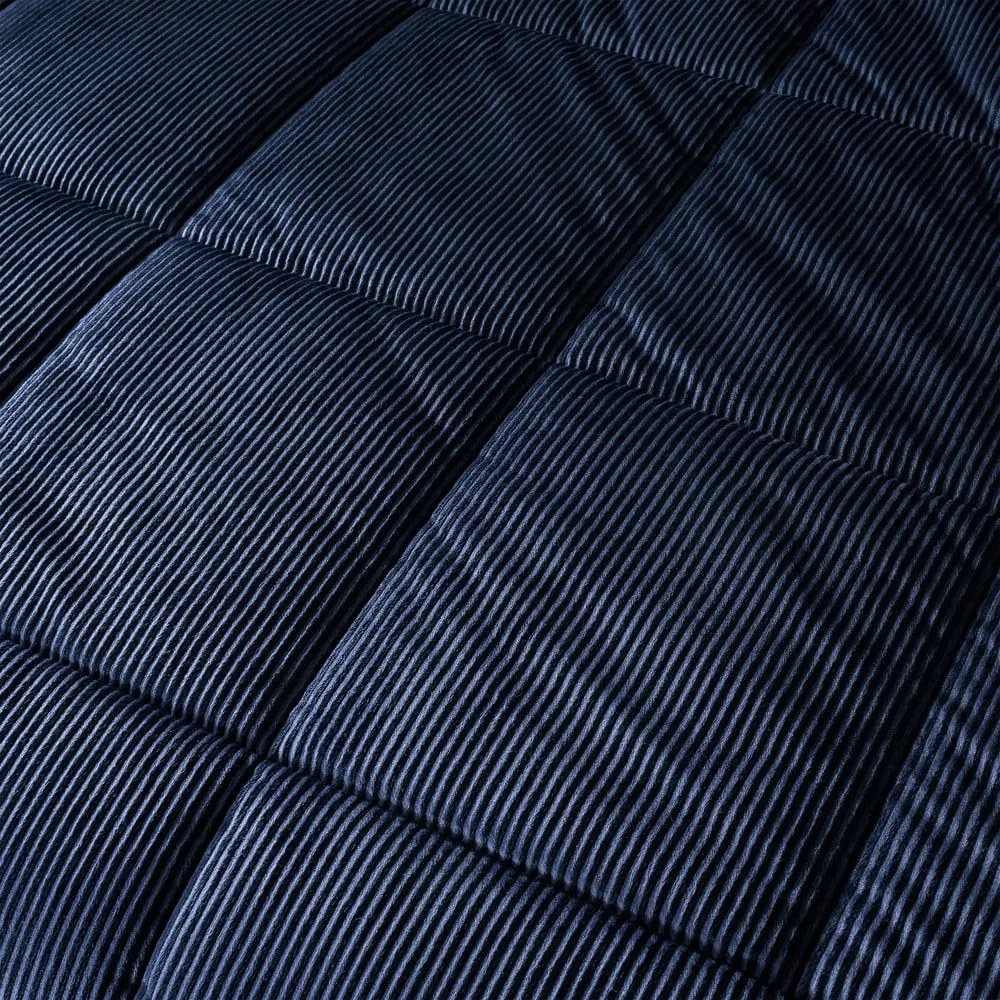 Sötétkék mikroplüss steppelt ágytakaró franciaágyra 200x220 cm Cosy Cord – Catherine Lansfield