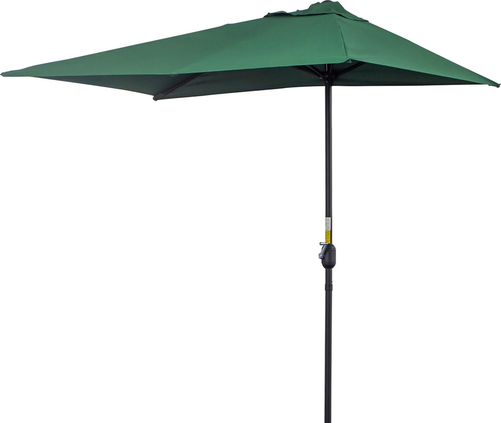 Outsunny Fél Napernyő 230x130x245 cm Fali Napernyő Kézi Mechanizmussal UV 30+ Védő Vízhatlan Napernyő Erkélyre Teraszra Kertbe Zöld | Aosom