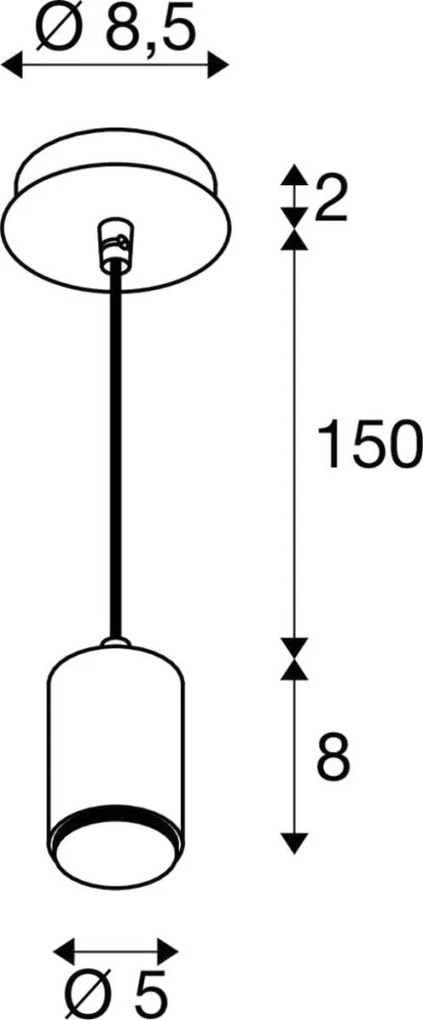 SLV 1007658 LALU Hengeres Függesztett Lámpa Fekete E27 IP20