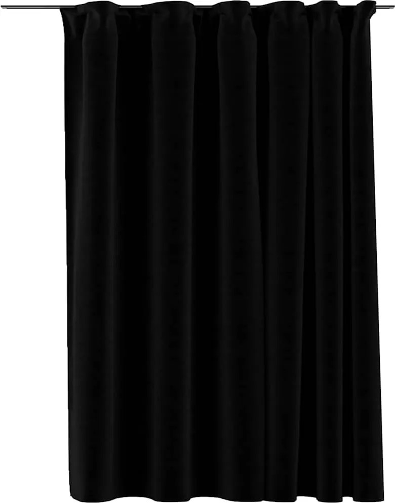 vidaXL 2 db fekete vászonhatású sötétítőfüggöny kampókkal 290 x 245 cm