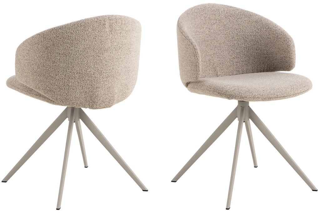 MAZZONI EXPORT NELA Bézs Latte (Monza 60 szövet)/bézs lábak - MODERN BOUCLÉ KÁRPITOZOTT FORGÓSZÉK BOHO STÍLUSÚ NAPPALIBA/ÉTKEZŐBE/IRODÁBA