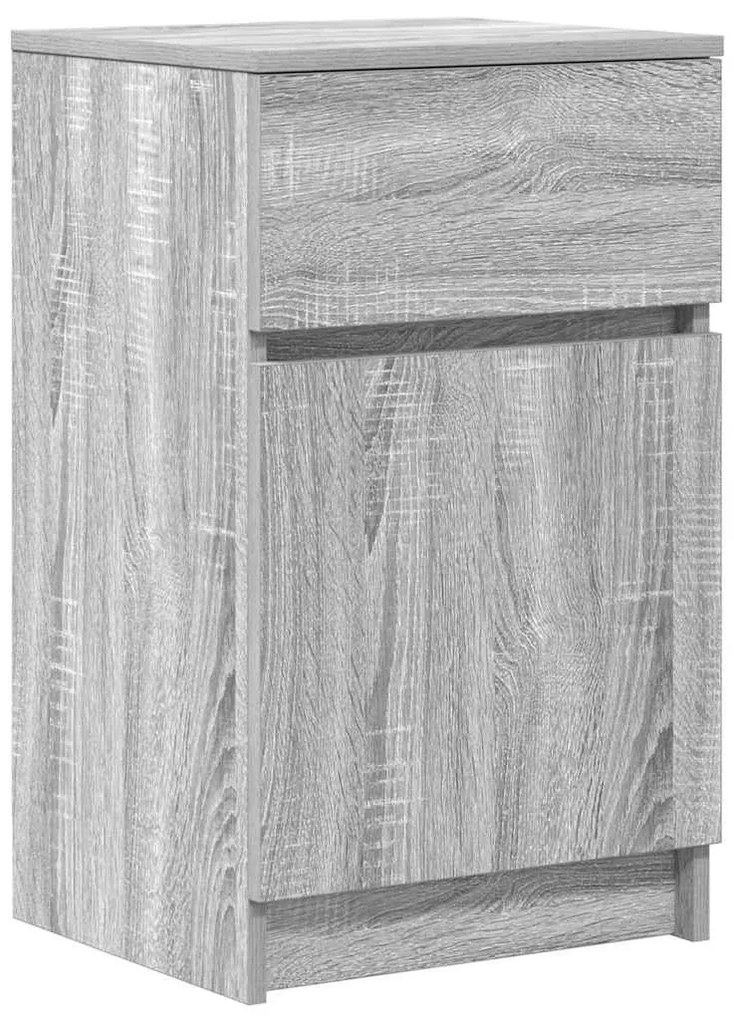 2 db szürke sonoma színű fa éjjeliszekrény 39x35x65 cm