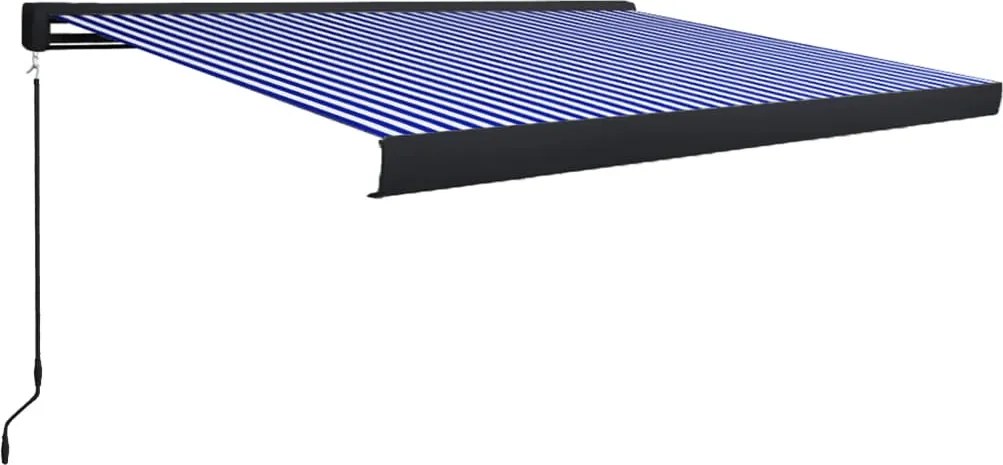 vidaXL kék és fehér manuális kazettás napellenző 400 x 300 cm
