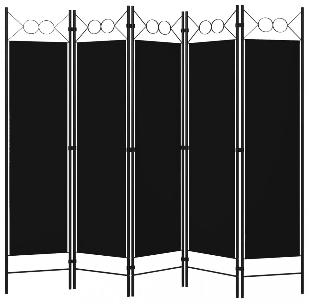 fekete 5 paneles paraván 200 x 180 cm