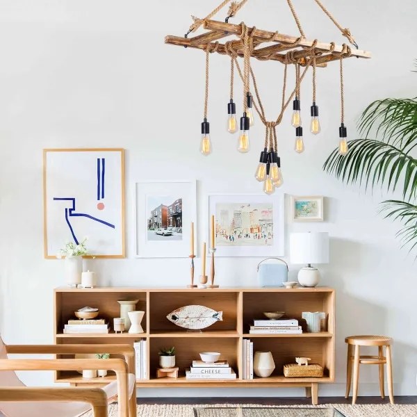 EREBOS kábelen függő csillár 12xE27/40W/230V barna