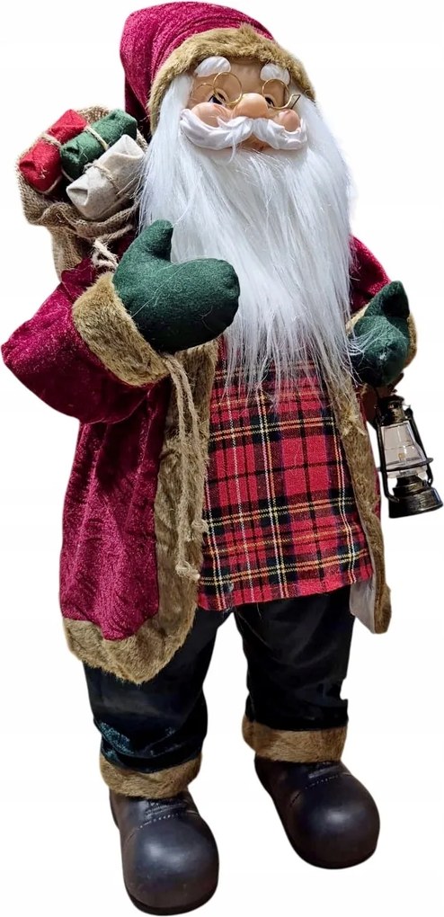 Nagy Karácsonyi Mikulás Ajándékokkal Álló 80cm magas