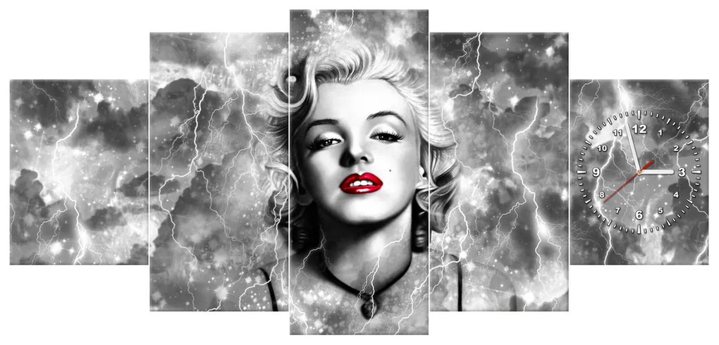 Gario Órás falikép Felvillanyozó Marilyn Monroe - 5 részes Méret: 150 x 105 cm