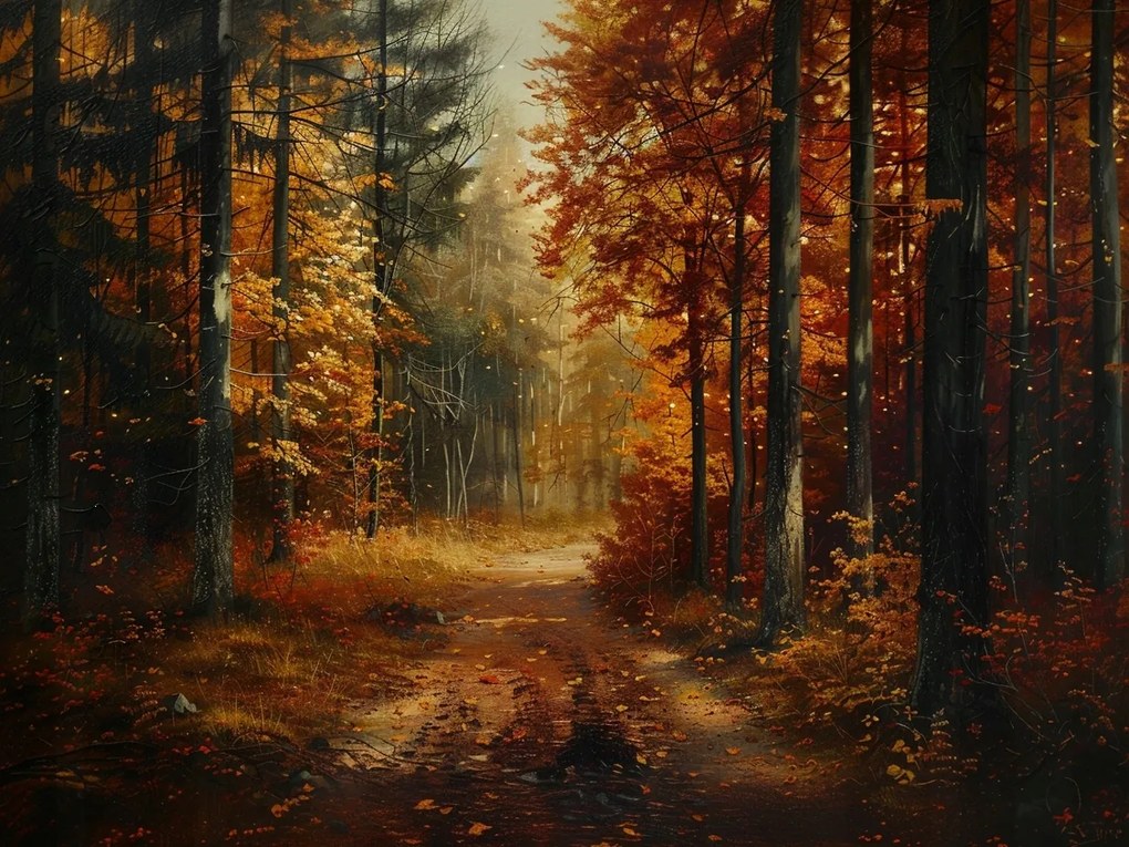 Canvas Vászonkép Természet Erdő Fák Ősz Út 80x60