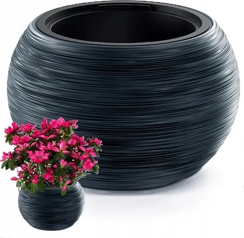 Virágtartó Fekete 38cm h23cm 8L Kerek fedő Furu Lengyel Termék