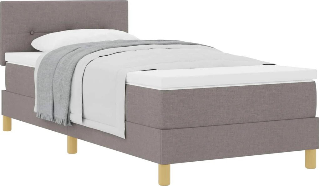 vidaXL Boxrugós ágy matracmal fejtámlával Tópszínű 100 x 200 cm szövet