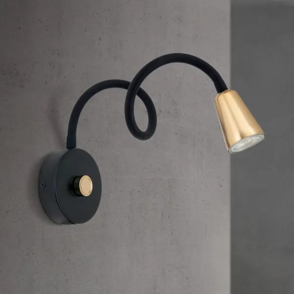 Orion - Fényerőszabályozható flexibilis fali lámpa DOTTY 1xGU10/10W/230V fekete/sárgaréz