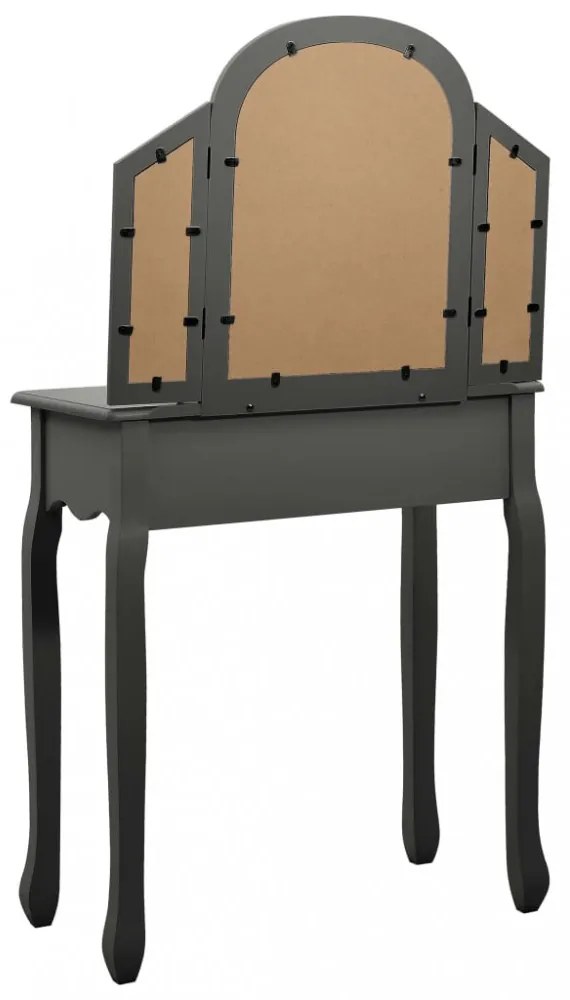 szürke császárfa MDF fésülködőasztal ülőkével 65x36x128 cm