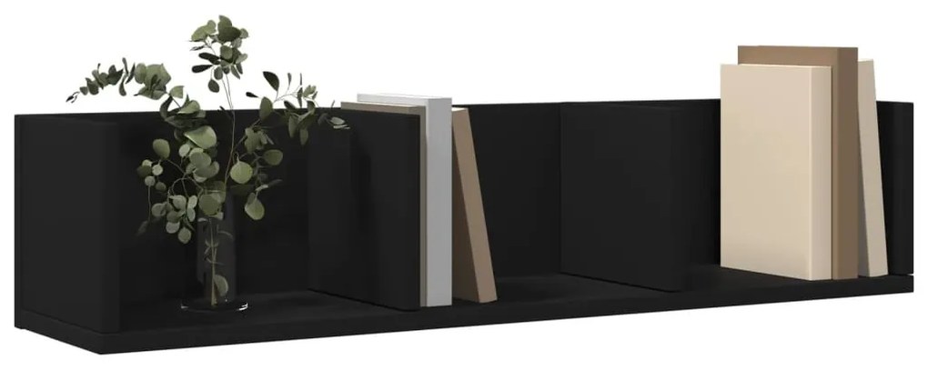 fekete szerelt fa faliszekrény 75x18x16,5 cm