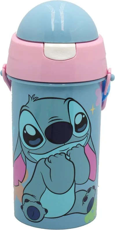 Disney Lilo és Stitch, A csillagkutya Alien 626 műanyag szívószálas kulacs akasztóval 500 ml