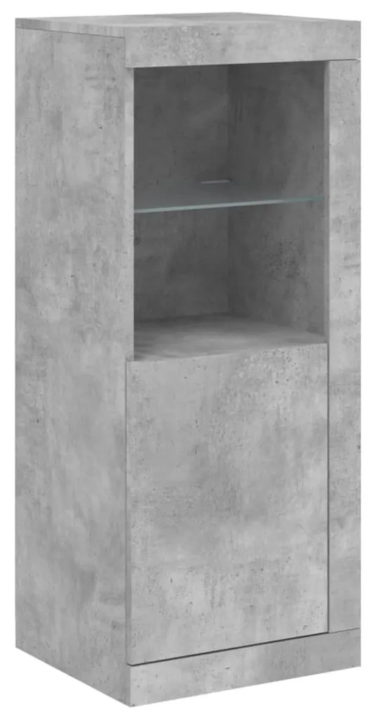 betonszürke tálalószekrény LED-világítással 41 x 37 x 100 cm