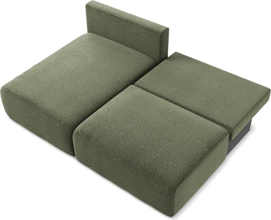 Zöld kinyitható-tárolóhelyes sarokkanapé (bal oldali) Kalena – Makamii