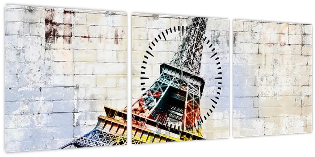 Kép - Az Eiffel-torony digitális művészete (órával) (90x30 cm)