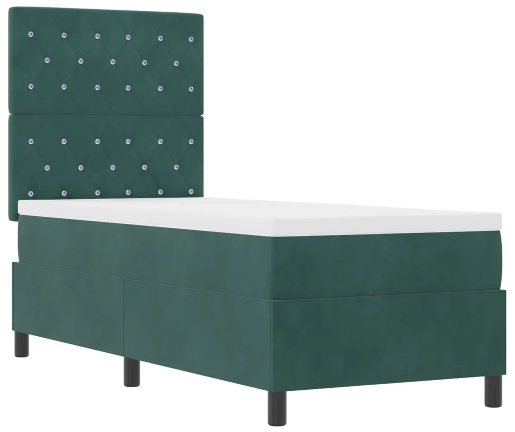 Boxspring Ágy Matrac Kétszemélyes Zöld 80x200 cm Bársony