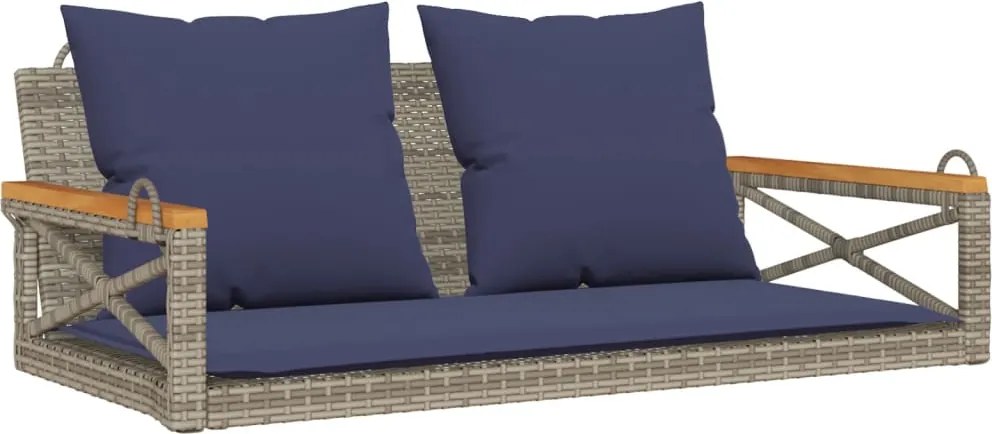 vidaXL szürke polyrattan hintapad párnákkal 109 x 62 x 40 cm