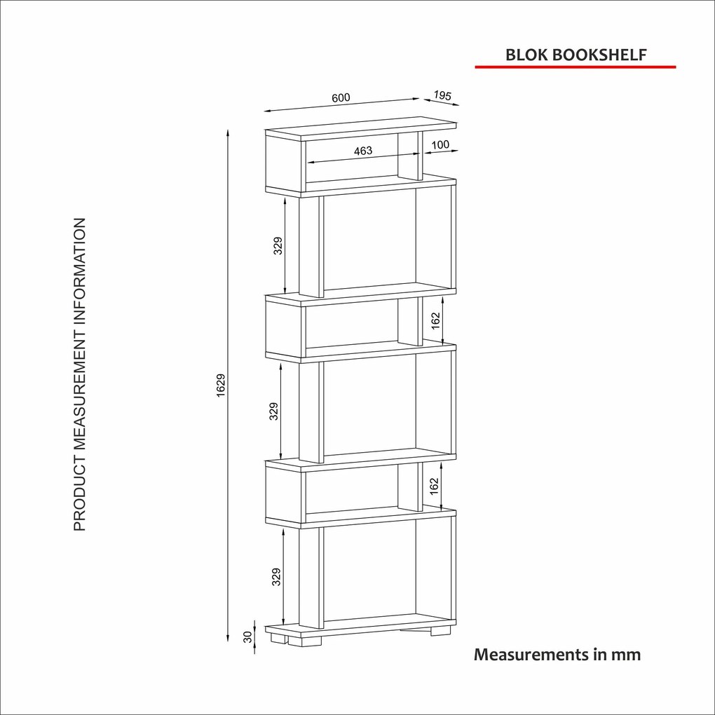 Könyvespolc Blok - White, Walnut