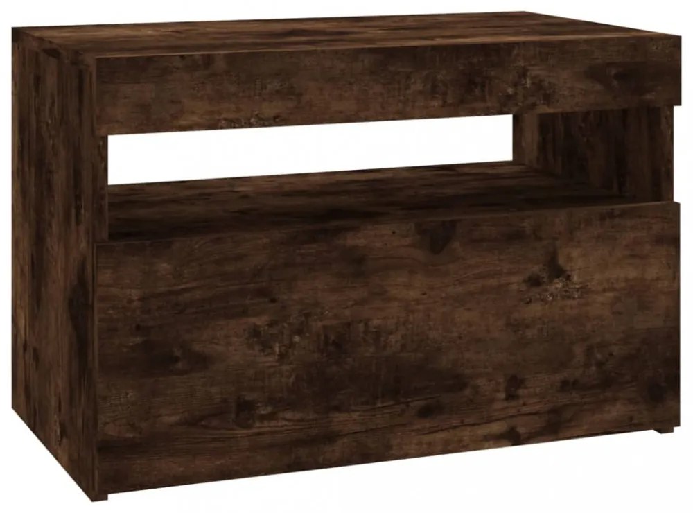 2 db barna tölgyszínű TV-szekrény LED-ekkel 60 x 35 x 40 cm