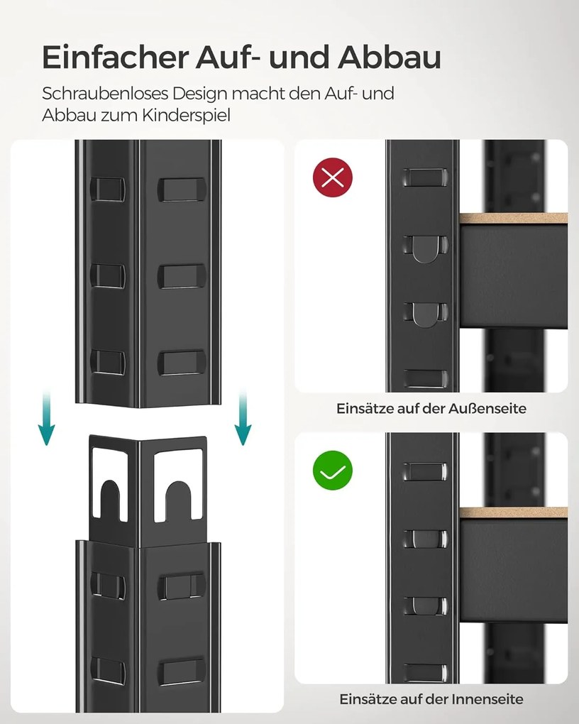 SONGMICS 2 db-os nagy teherbírású polcrendszer, 160 cm, 520 kg/polc, fekete