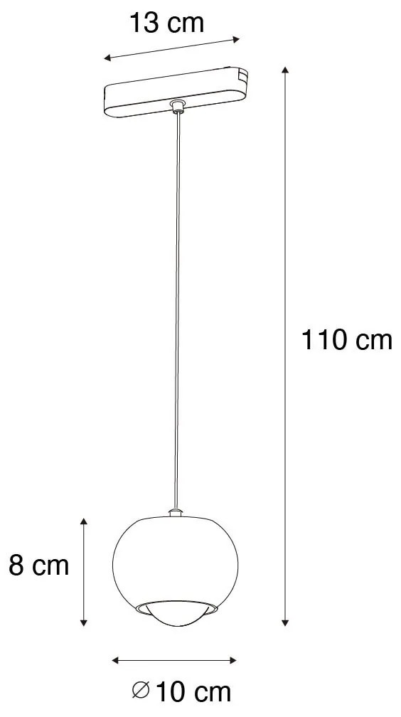 Modern fekete függőlámpa 1 fázisú sínrendszerhez, LED-del - Magnetic Lance
