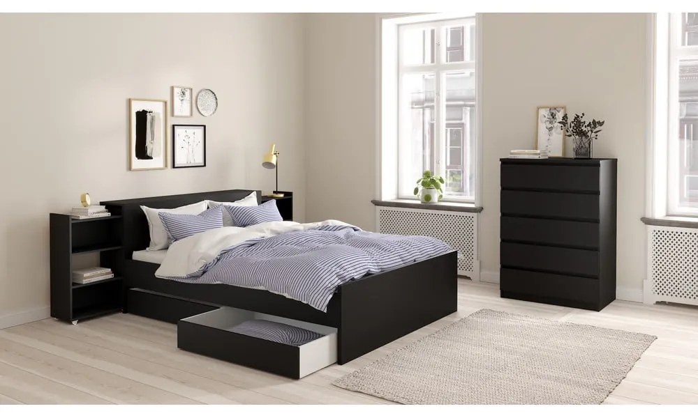 Fekete ágy alatti fiók szett 2 db-os Naia – Tvilum