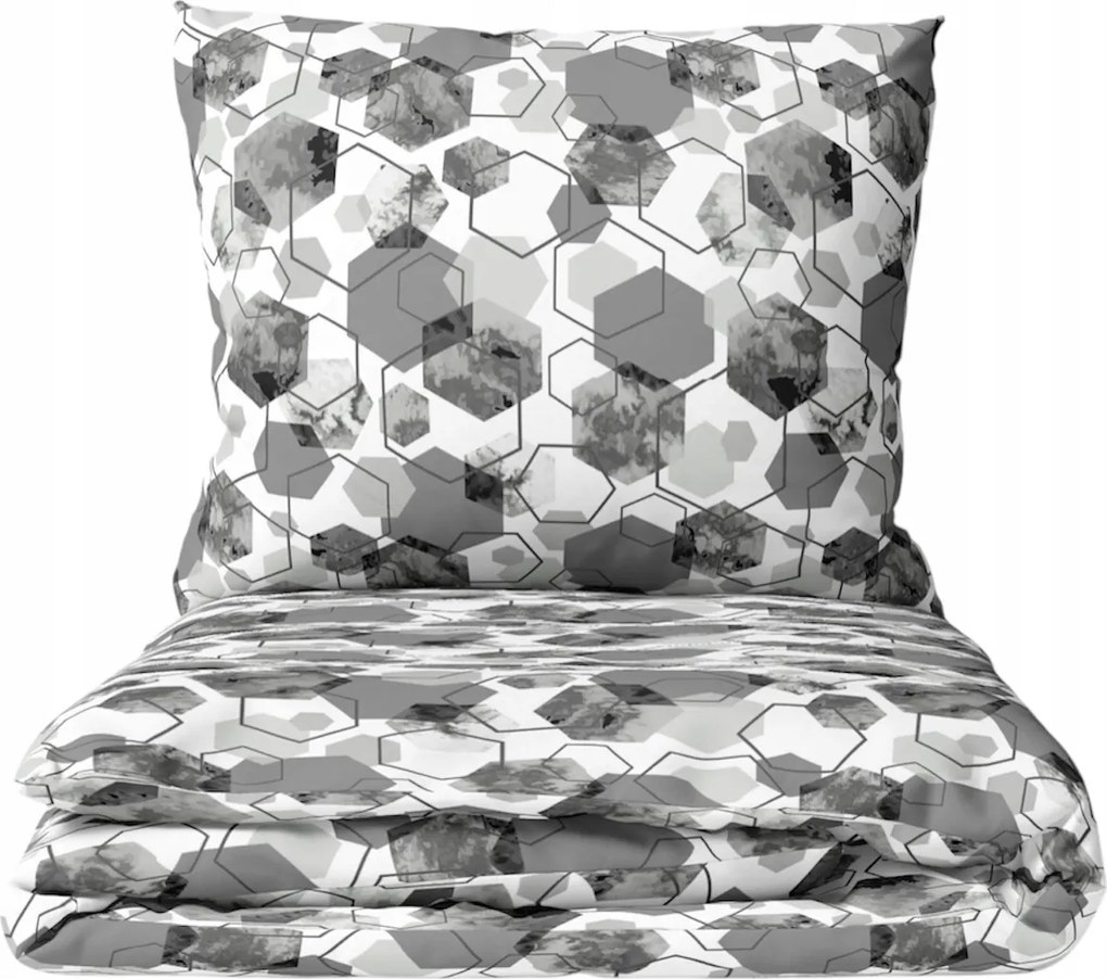 Flanel ágyneműhuzat 160cm x 200 geometria szürke flanel 100% pamut ajándék