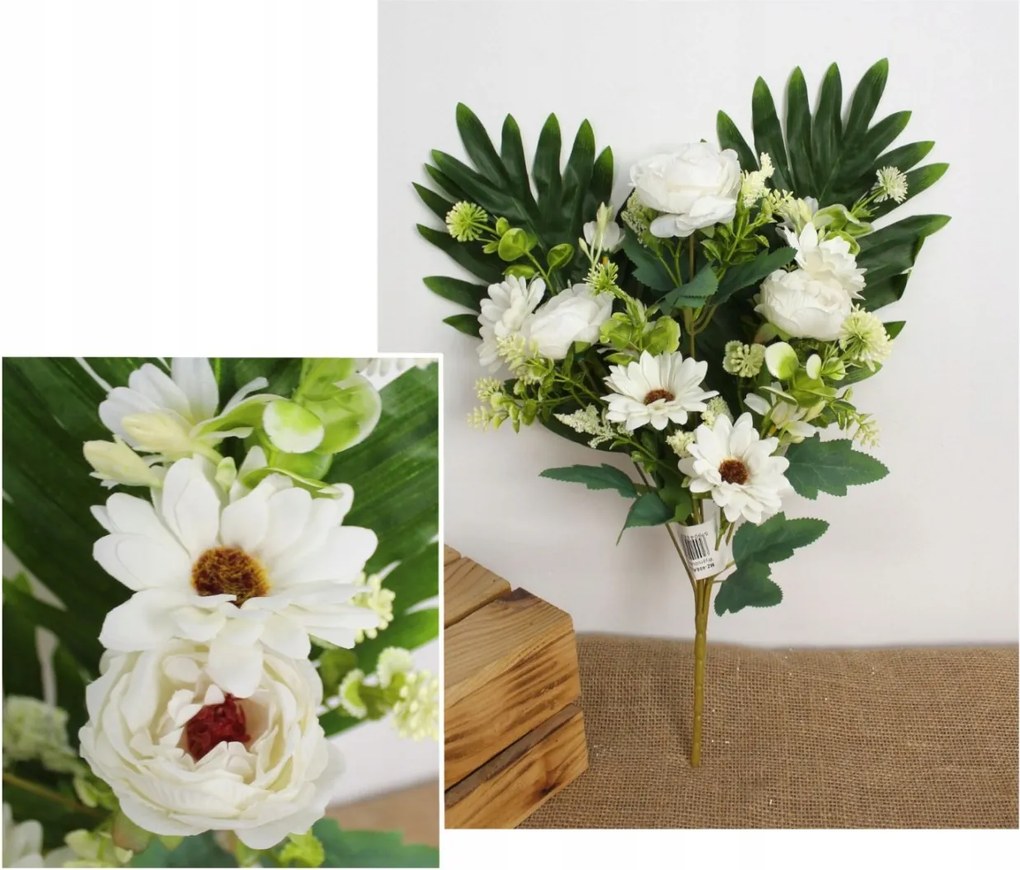 Vegyes csokor Bazsarózsa, Gerbera 39 cm magas, 7 szár