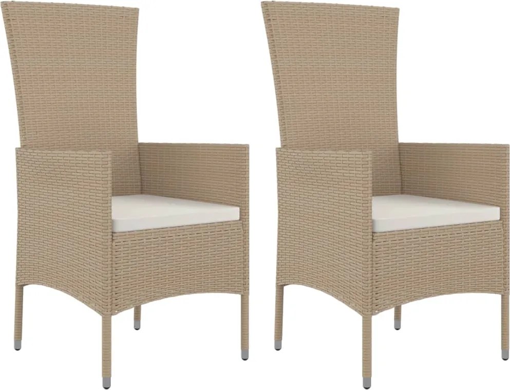 vidaXL 2 db bézs polyrattan kerti szék párnákkal