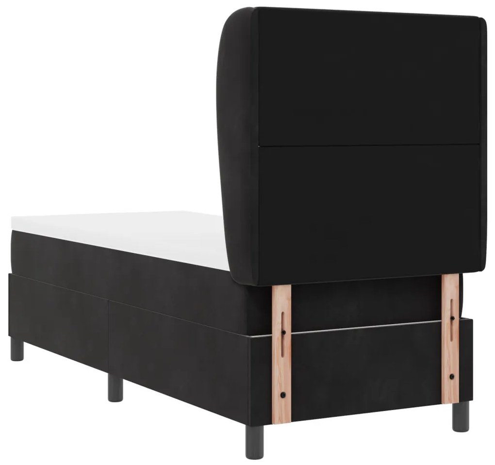 Boxspring Ágy Matrac Fekete 80x200 cm Bársony