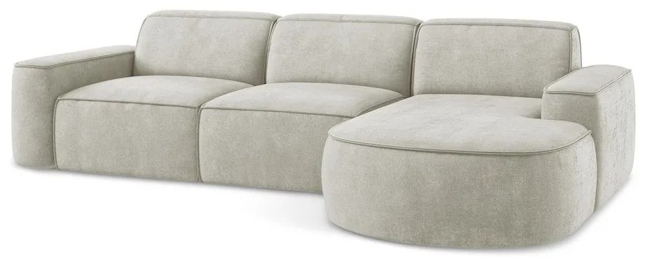 Krémszínű zsenília sarokkanapé (jobb oldali-heverő résszel) Omao – Makamii