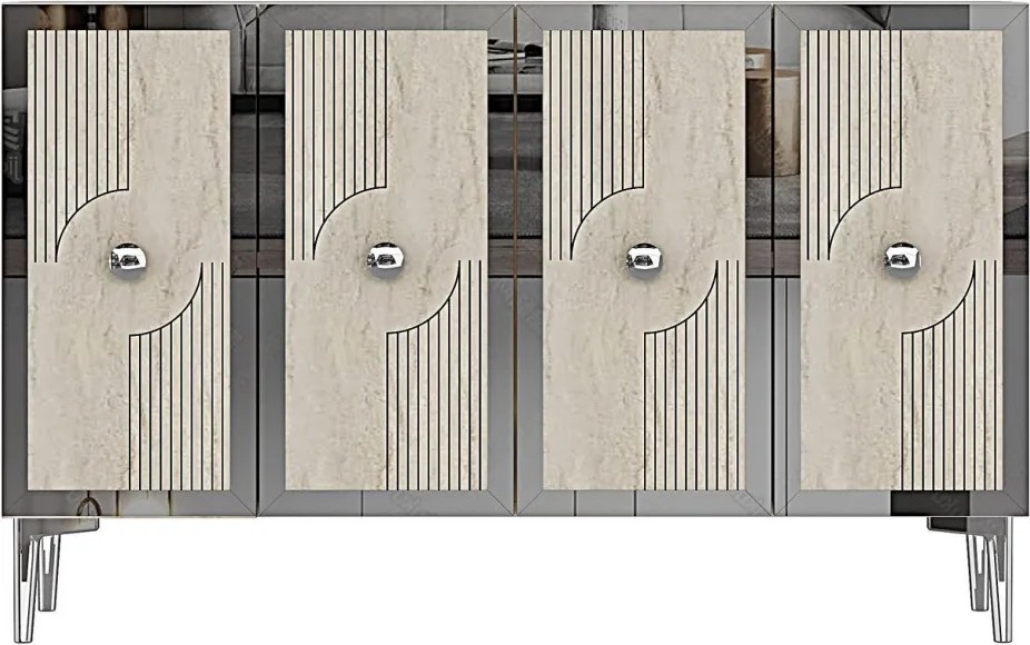 Pega komód, fehér-travertin, 120 cm – TR555CHM1427